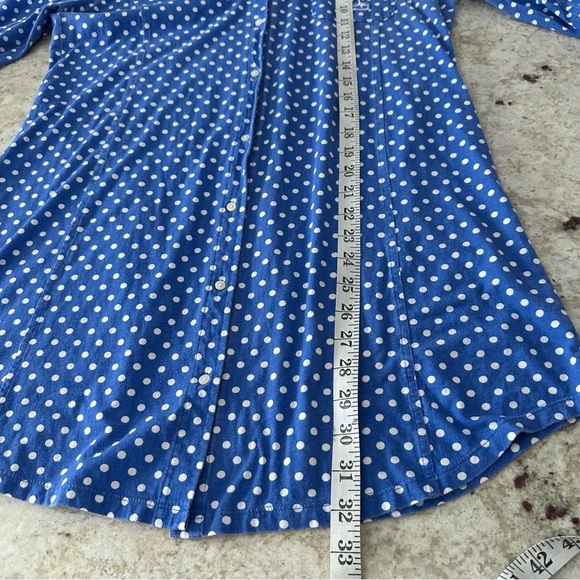 Ralph Lauren Pajama Women's‎ L Cotton Polka Dot Blue Sleep Shirt button up - Picture 7 of 8